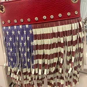 America flag adjustable satchel bag